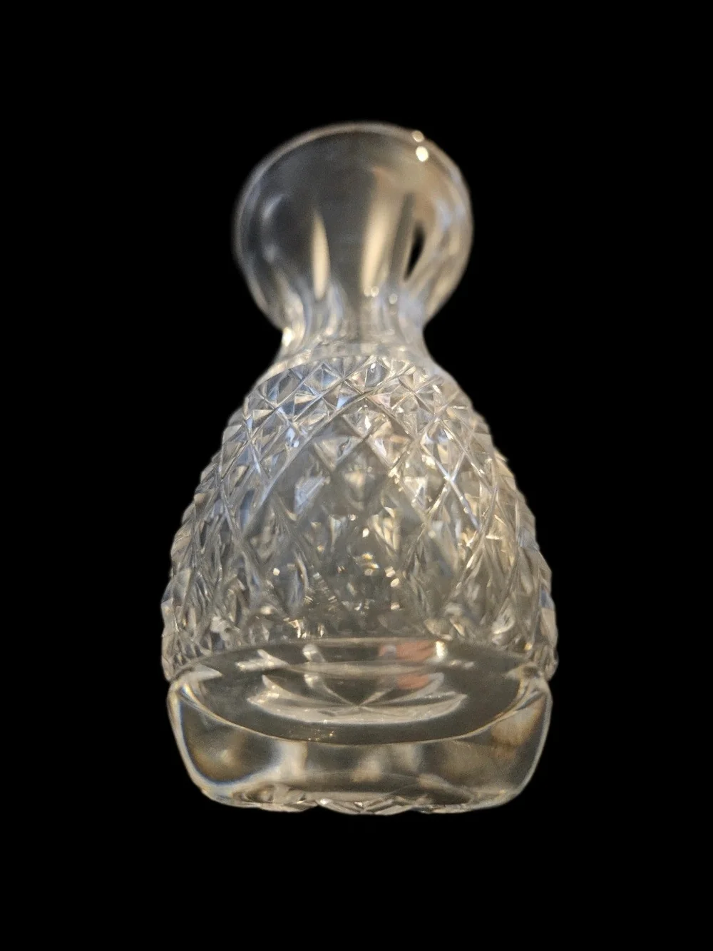 Vintage Clear Cut Glass Crystal Toothpick Holder Diamond Cut Trumpet Shape 4
